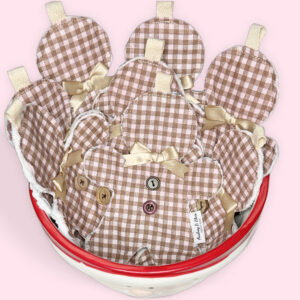 Pink & Brown checked Gingerbread Men Bunting x 8