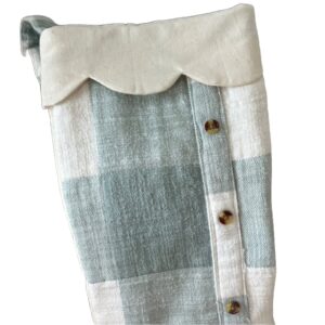 Green Checked Xmas Stocking with buttons